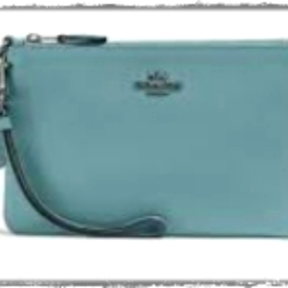 Baby blue pebble leather wristlet